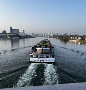 Boat on the river Rhine, Basel